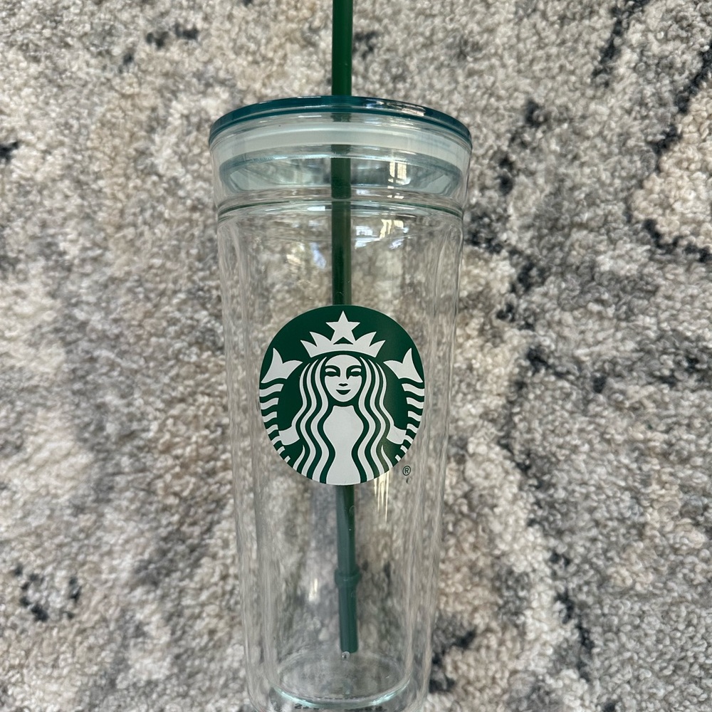 Starbucks glass 20oz double walled tumbler with straw